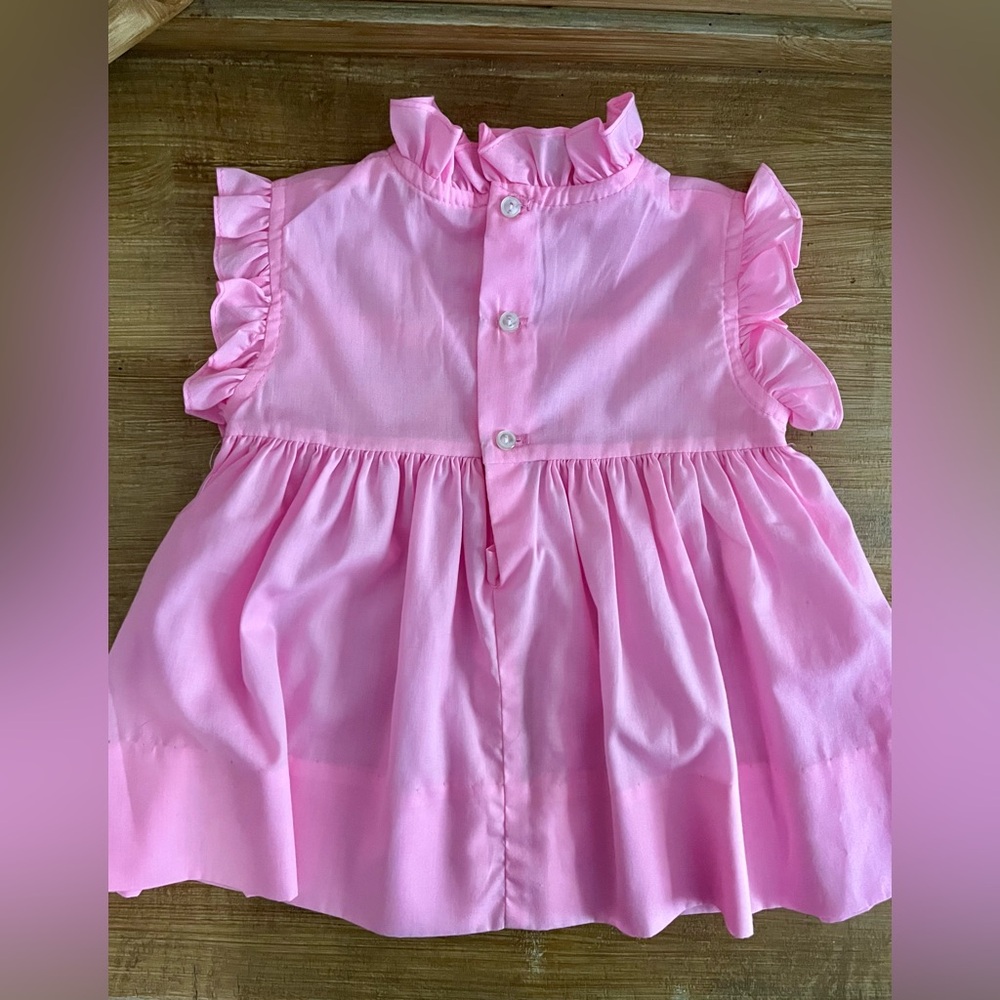 Sears Perma-Prest smocked pink baby dress 6-9 Mos (read MSMTS) VTG 1990s - Picture 7 of 7